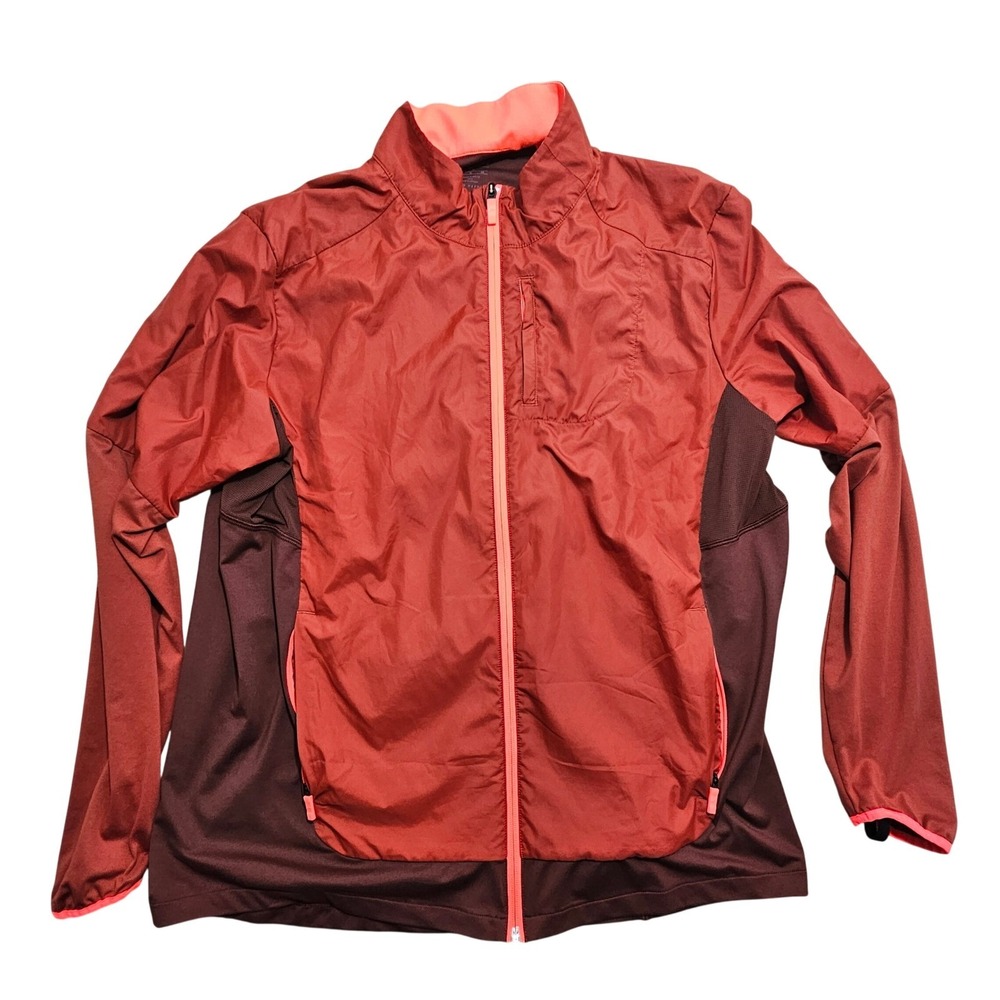Brooks Mens XL Run‎ Happy Full Zip Running Jacket Burnt Orange Burgundy 211299